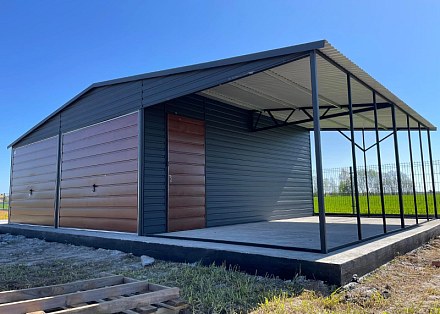 Blechgarage mit Carport